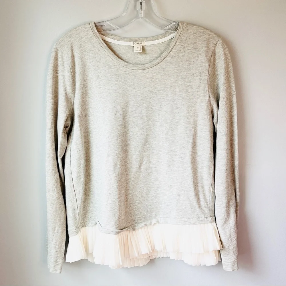 J. Crew Crewneck Sweater with Pleated Fringe Hem